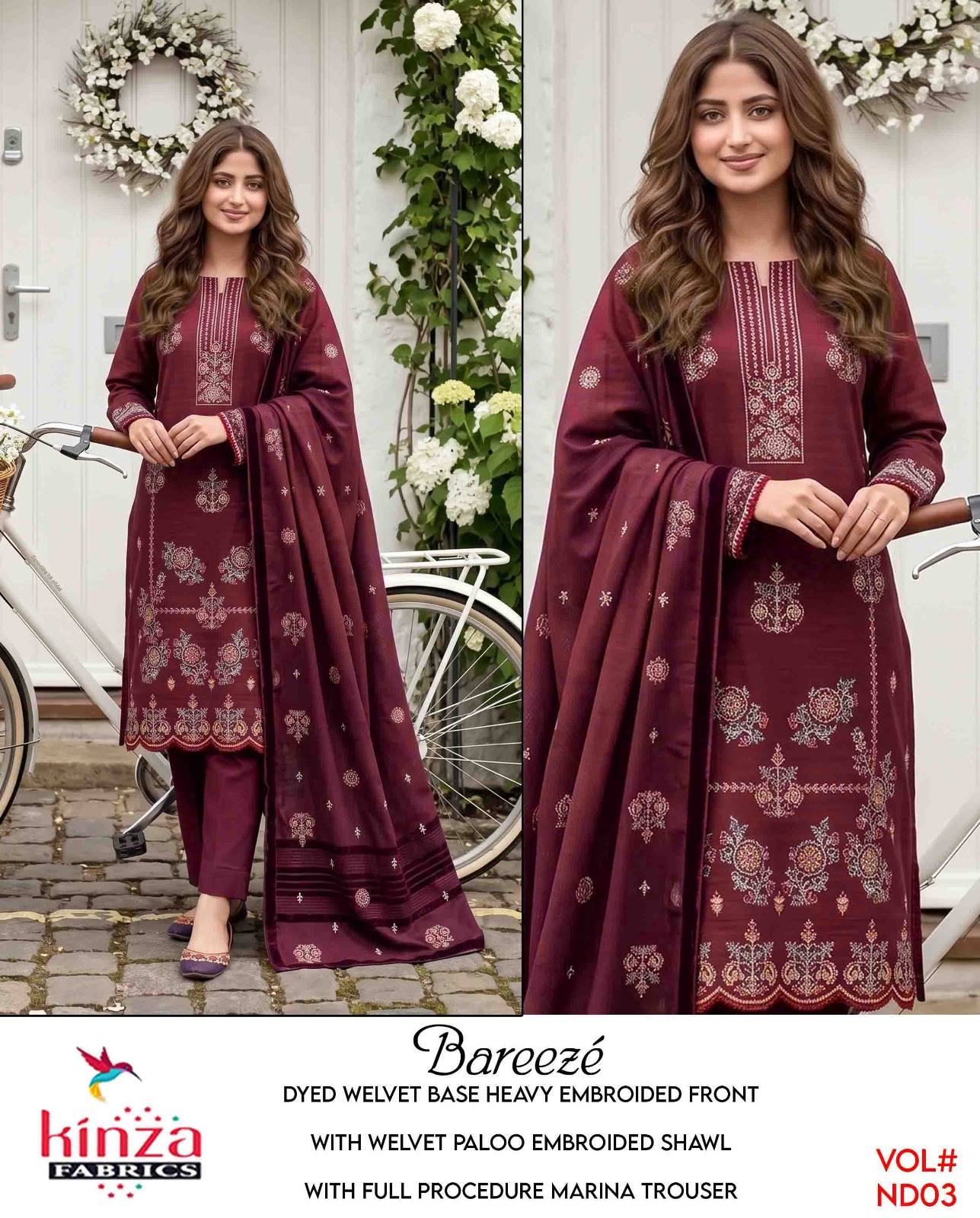Dhanak embroidered luxury unstitched 3pc suit